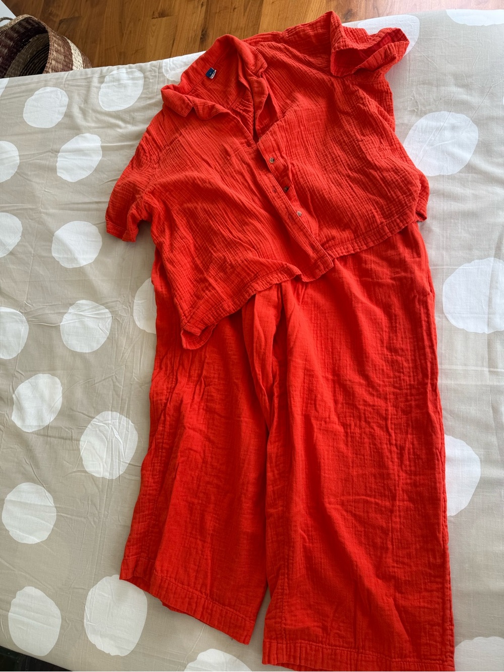 Orange Women's button shirt and pant set